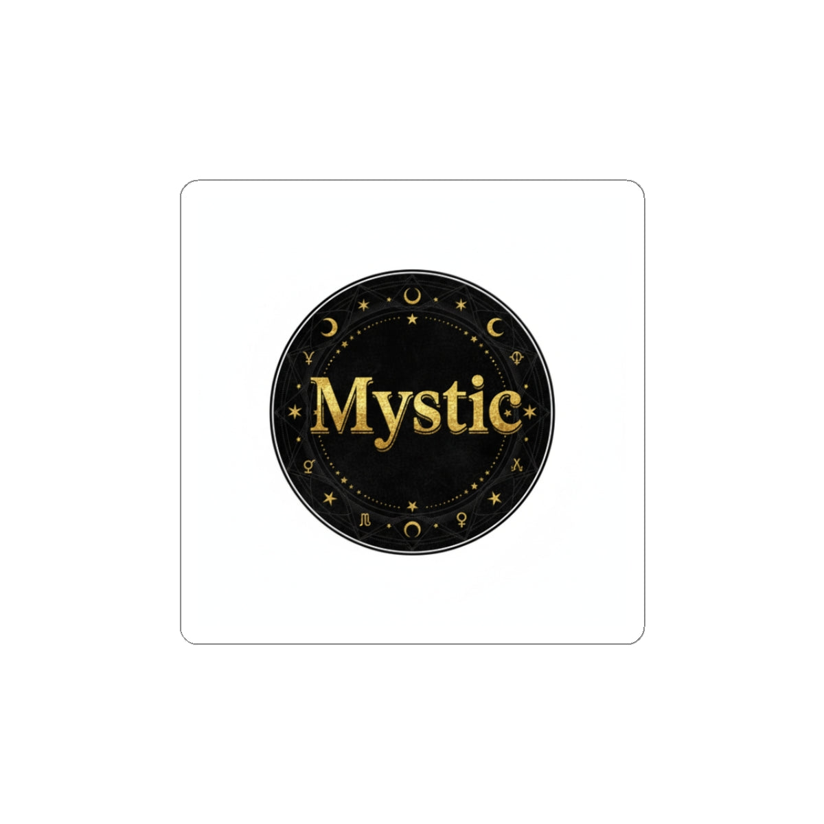 Mystic Circle Sticker | Tarot & Occult Typography, Witchy Metallic