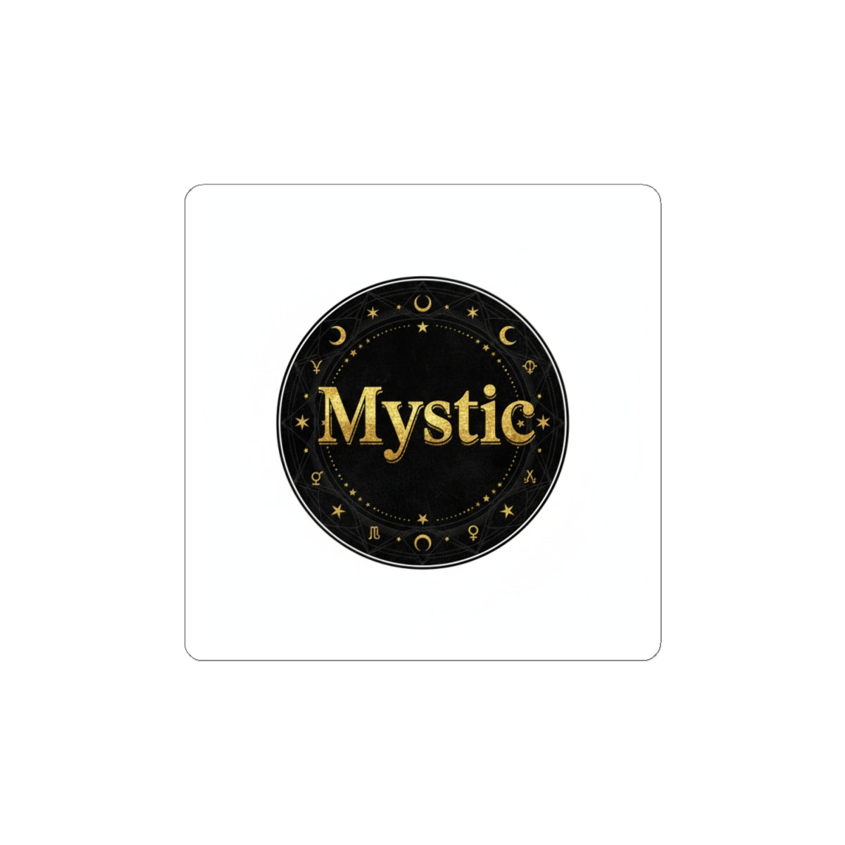 Mystic Circle Sticker | Tarot & Occult Typography, Witchy Metallic