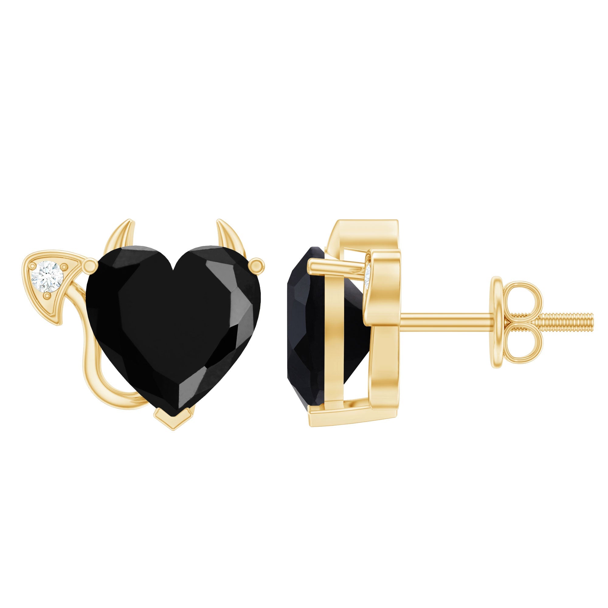 Certified Lab Grown Black Diamond Gothic Stud Earrings with Diamond