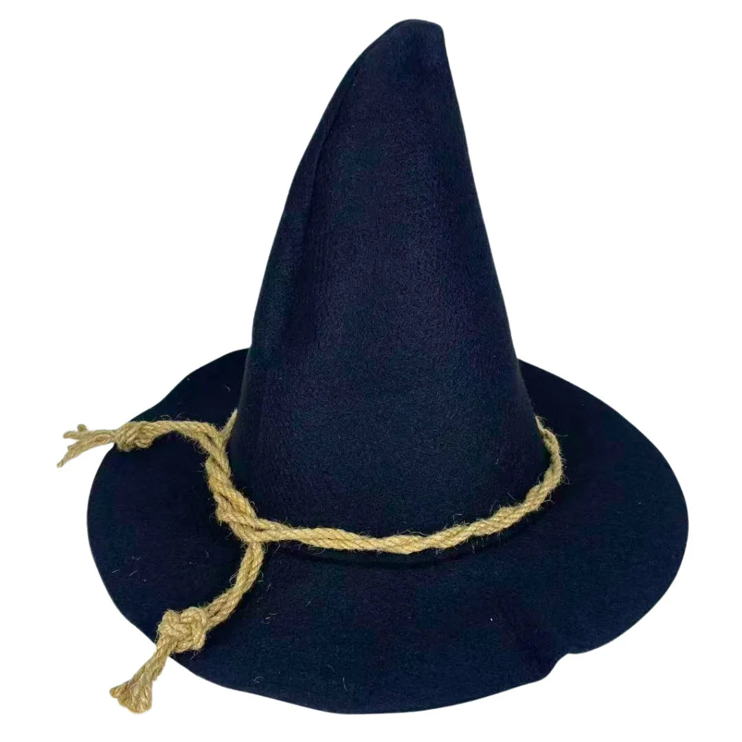 Witch Hat Halloween Felt Twisted Wrinkled Foldable Witch Costume Cap for Halloween Party Cosplay Witchcraft