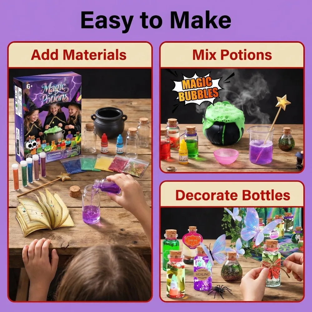 Witch Magical Potion Kit DIY Color Changing Freezing Potion Science Experiment Game Handmade Craft Toy for Children