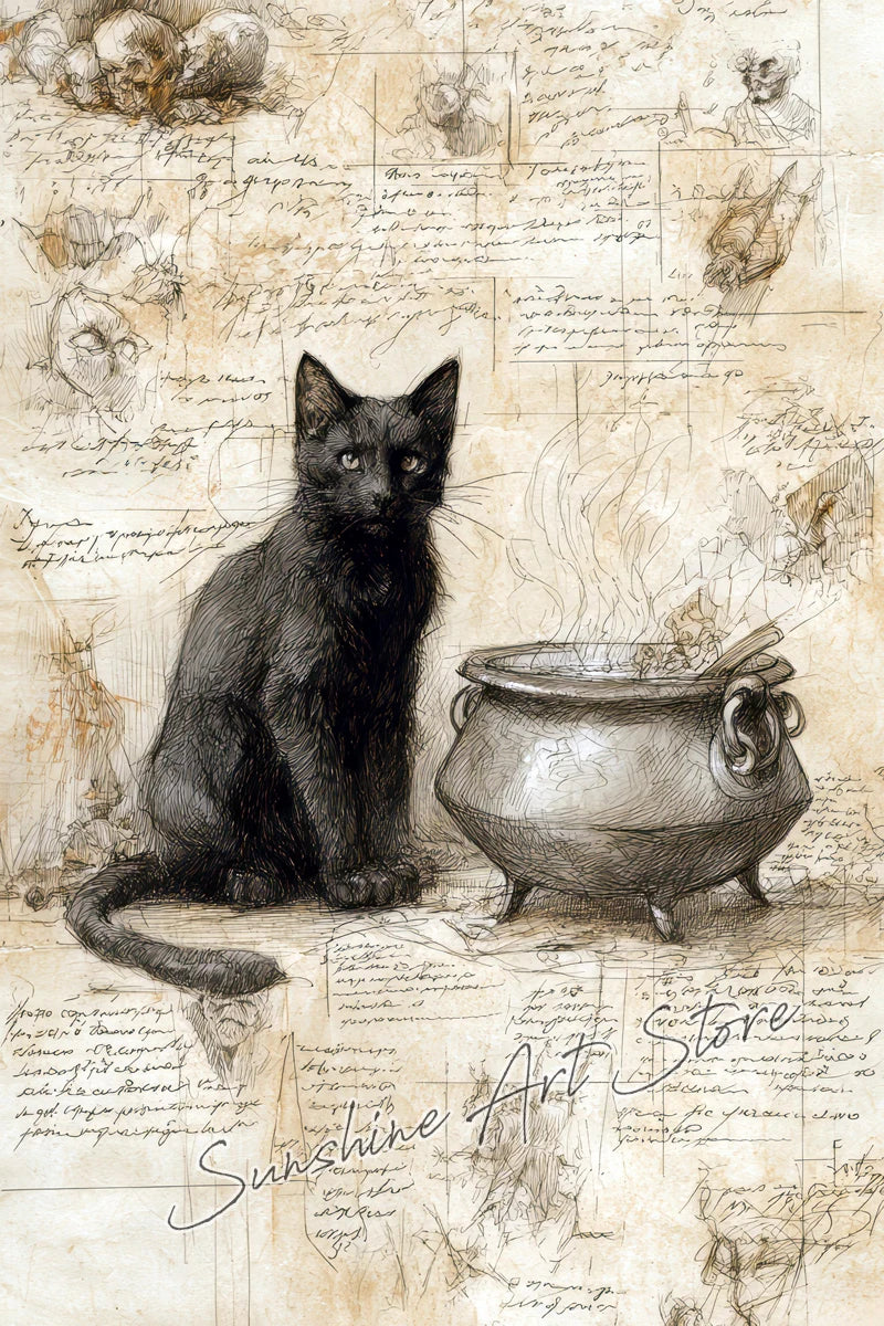 Witch Spell Book Pages Potion Book Vintage Gothic Wizard Witch Cottage Art Magic Poster Canvas Painting Wall Pictures Home Decor
