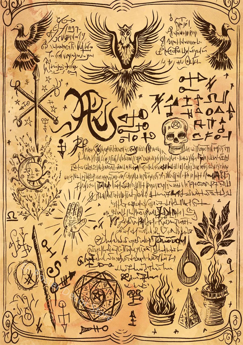 Medieval Witchcraft Poster Painting Magic and Mysterious Wall Art Picture Spells Home Room Club Decor Vintage Aesthetic Printis