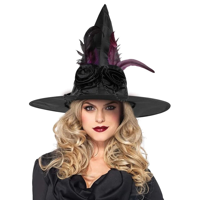 Witch Hat Halloween Felt Twisted Wrinkled Foldable Witch Costume Cap for Halloween Party Cosplay Witchcraft