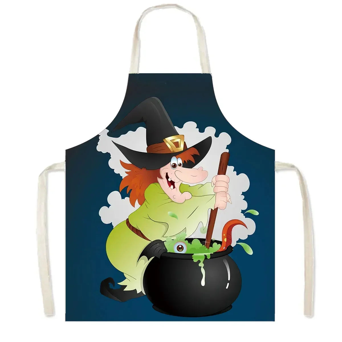 Witch Women Print Kitchen Apron Witchcraft Halloween Cooking Apron for Nail Salons BBQ Chef Waiter Household Cleaning Pinafore