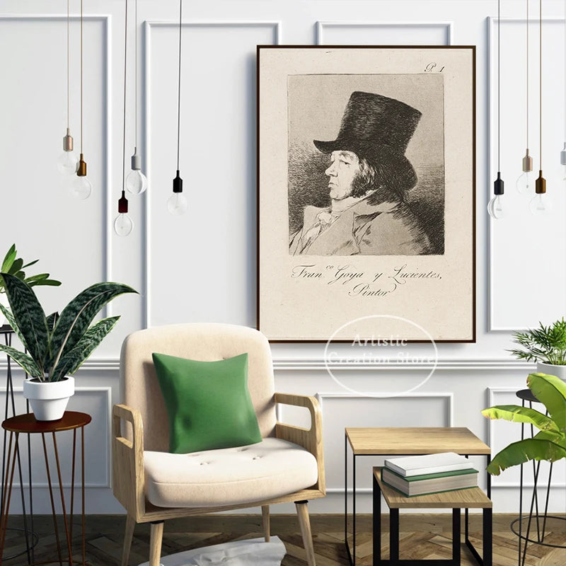 Witchcraft Collection By Francisco De Goya Witch Riding on Broom Dark Art Goth Poster Print Canvas Painting Wall Pictures Decor