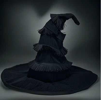 Witch Hat Halloween Felt Twisted Wrinkled Foldable Witch Costume Cap for Halloween Party Cosplay Witchcraft