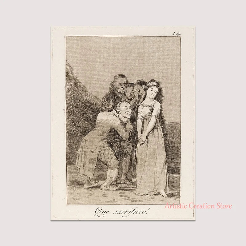 Witchcraft Collection By Francisco De Goya Witch Riding on Broom Dark Art Goth Poster Print Canvas Painting Wall Pictures Decor