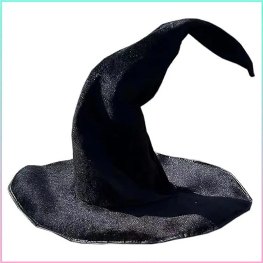 Witch Hat Halloween Felt Twisted Wrinkled Foldable Witch Costume Cap for Halloween Party Cosplay Witchcraft