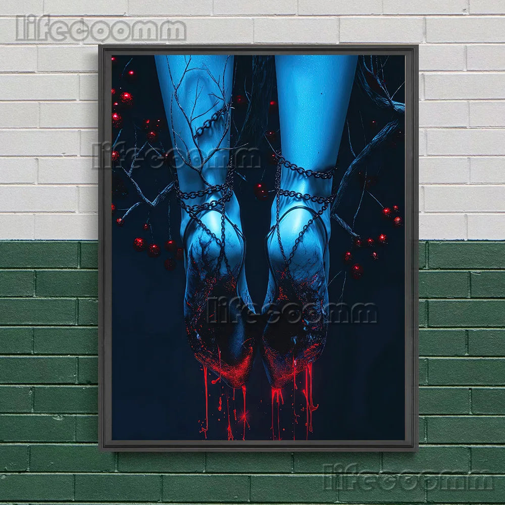 Witchcraft Dark Aesthetics Illustration Wall Art Canvas Print,Legs Bound By Black Magic,Gothic Art Poster And Print Home Decor