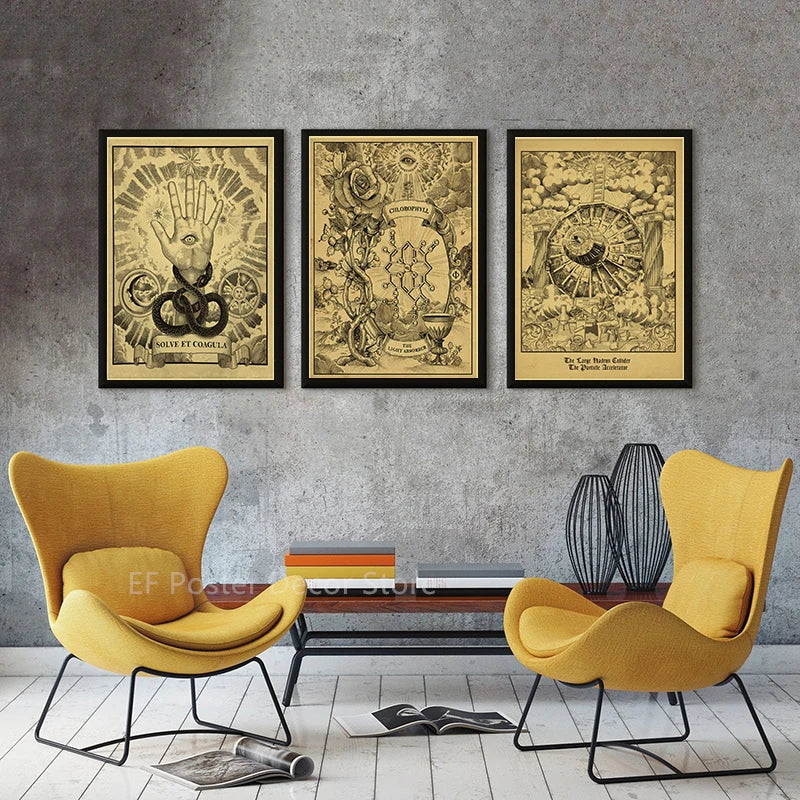Medieval Witchcraft Poster Painting Magic and Mysterious Wall Art Picture Spells Home Room Club Decor Vintage Aesthetic Printis