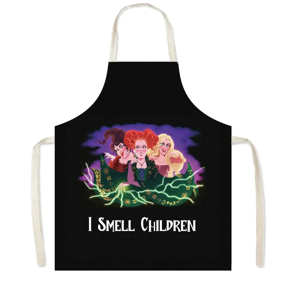 Witch Women Print Kitchen Apron Witchcraft Halloween Cooking Apron for Nail Salons BBQ Chef Waiter Household Cleaning Pinafore
