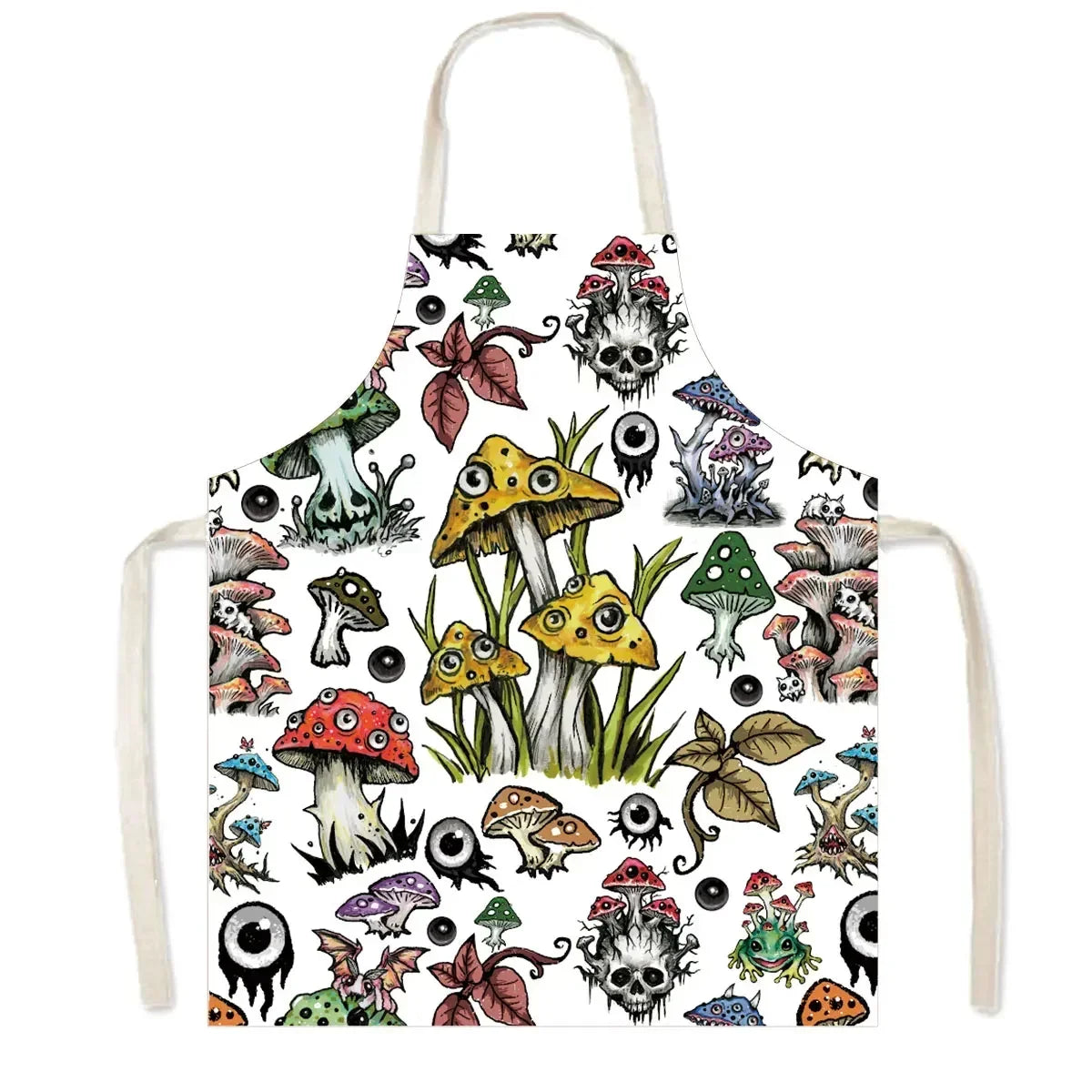 Witch Women Print Kitchen Apron Witchcraft Halloween Cooking Apron for Nail Salons BBQ Chef Waiter Household Cleaning Pinafore