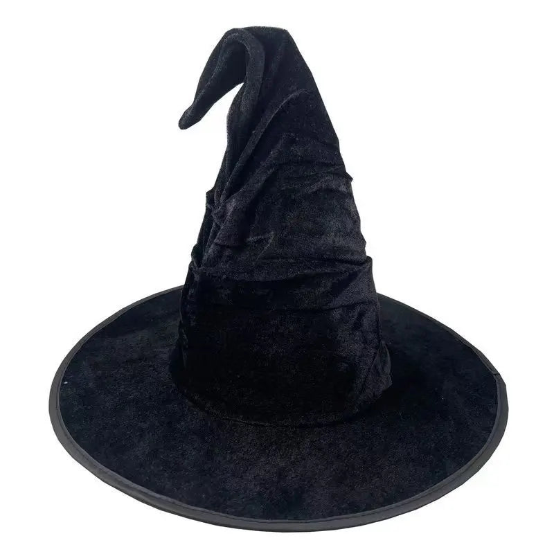 Witch Hat Halloween Felt Twisted Wrinkled Foldable Witch Costume Cap for Halloween Party Cosplay Witchcraft