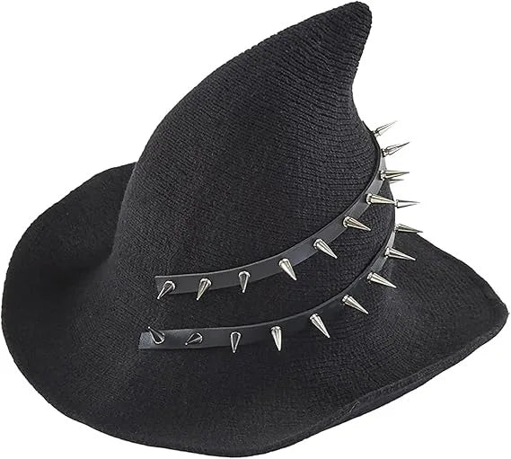 Witch Hat Halloween Felt Twisted Wrinkled Foldable Witch Costume Cap for Halloween Party Cosplay Witchcraft