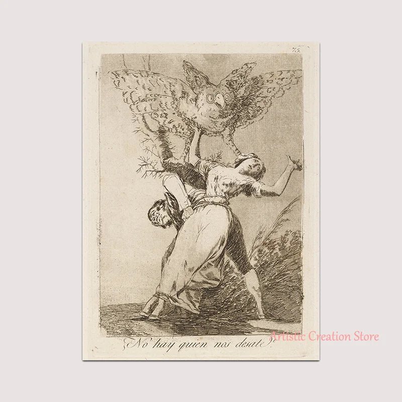 Witchcraft Collection By Francisco De Goya Witch Riding on Broom Dark Art Goth Poster Print Canvas Painting Wall Pictures Decor