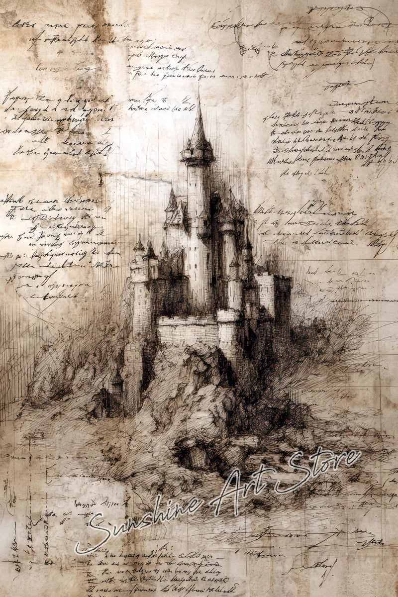 Witch Spell Book Pages Potion Book Vintage Gothic Wizard Witch Cottage Art Magic Poster Canvas Painting Wall Pictures Home Decor
