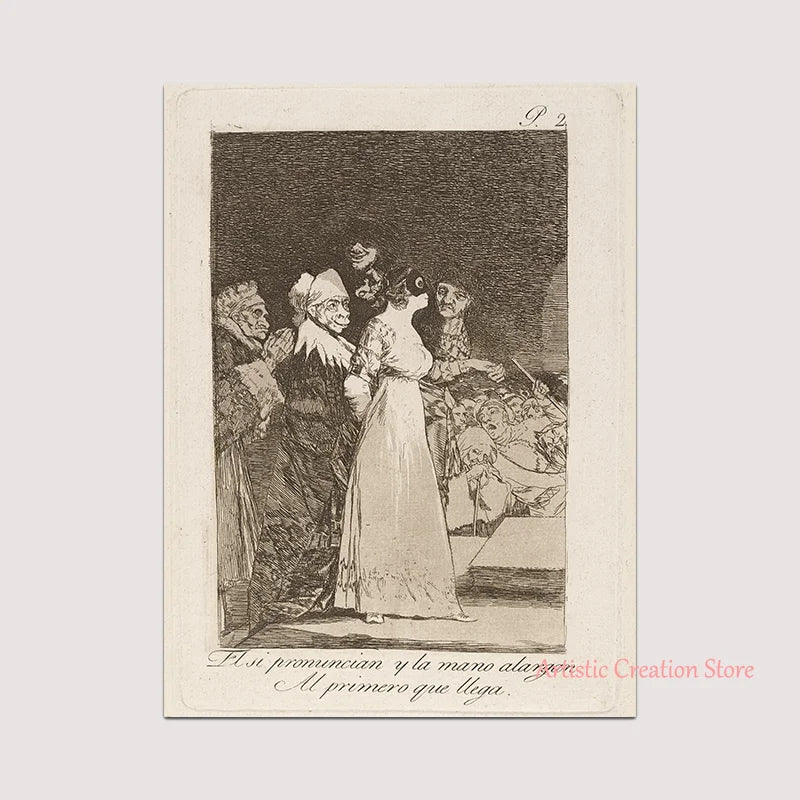 Witchcraft Collection By Francisco De Goya Witch Riding on Broom Dark Art Goth Poster Print Canvas Painting Wall Pictures Decor