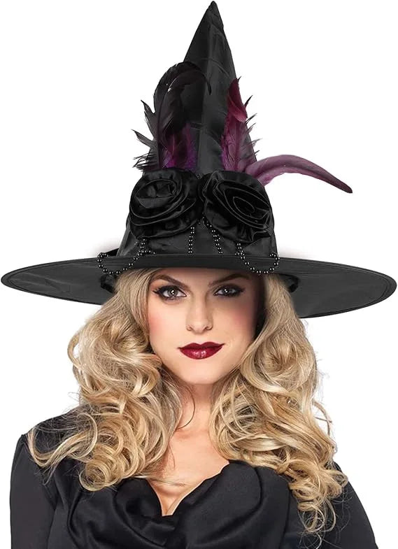 Witch Hat Halloween Felt Twisted Wrinkled Foldable Witch Costume Cap for Halloween Party Cosplay Witchcraft