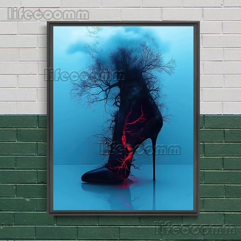 Witchcraft Dark Aesthetics Illustration Wall Art Canvas Print,Legs Bound By Black Magic,Gothic Art Poster And Print Home Decor