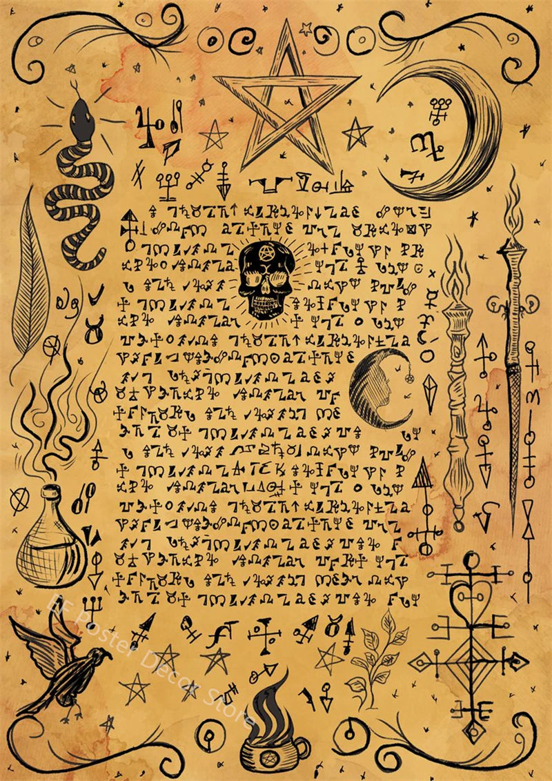 Medieval Witchcraft Poster Painting Magic and Mysterious Wall Art Picture Spells Home Room Club Decor Vintage Aesthetic Printis
