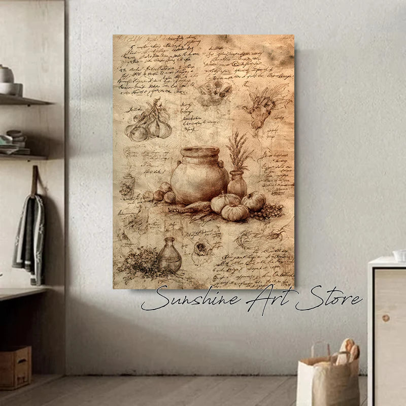 Witch Spell Book Pages Potion Book Vintage Gothic Wizard Witch Cottage Art Magic Poster Canvas Painting Wall Pictures Home Decor