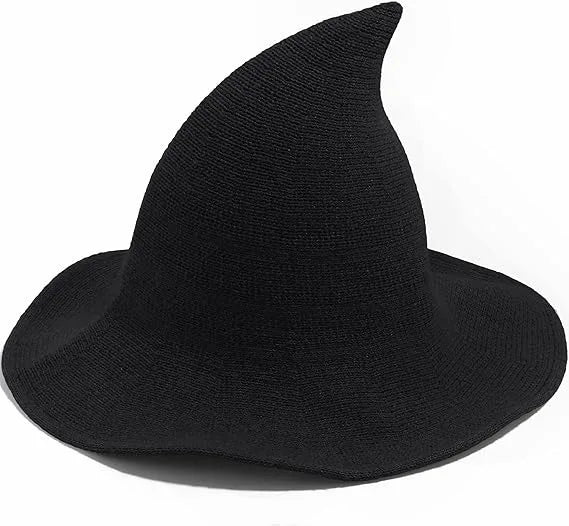 Witch Hat Halloween Felt Twisted Wrinkled Foldable Witch Costume Cap for Halloween Party Cosplay Witchcraft