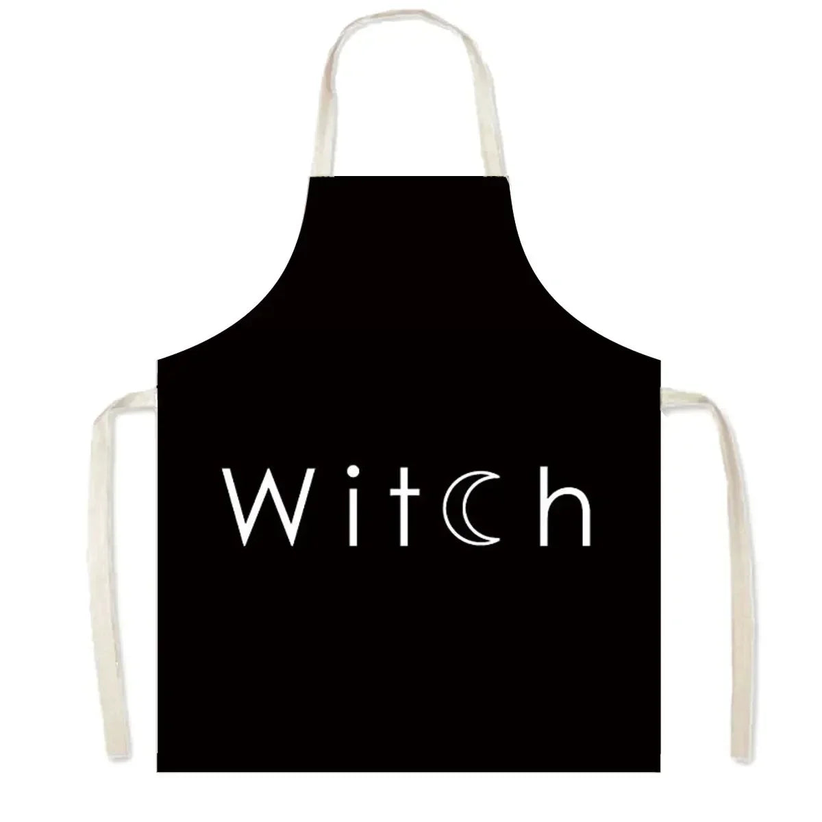 Witch Women Print Kitchen Apron Witchcraft Halloween Cooking Apron for Nail Salons BBQ Chef Waiter Household Cleaning Pinafore