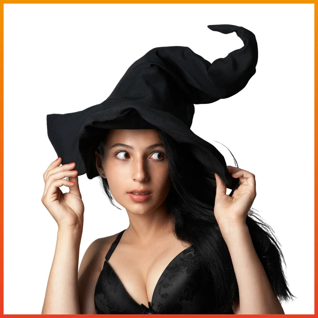 Witch Hat Halloween Felt Twisted Wrinkled Foldable Witch Costume Cap for Halloween Party Cosplay Witchcraft