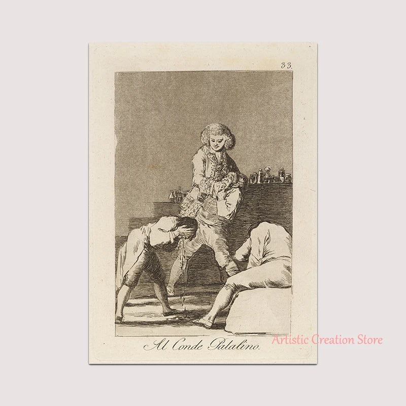 Witchcraft Collection By Francisco De Goya Witch Riding on Broom Dark Art Goth Poster Print Canvas Painting Wall Pictures Decor